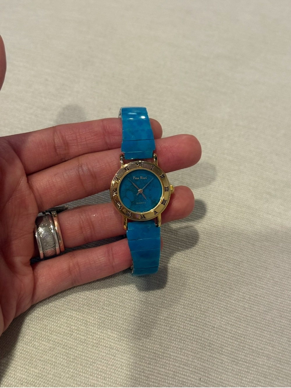 Pierre Cardin Turquoise Blue and Gold Analog Watch